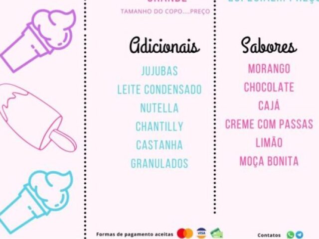 Parte de baixo do outro cardápio