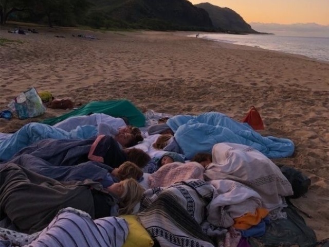 Dormimos na praia