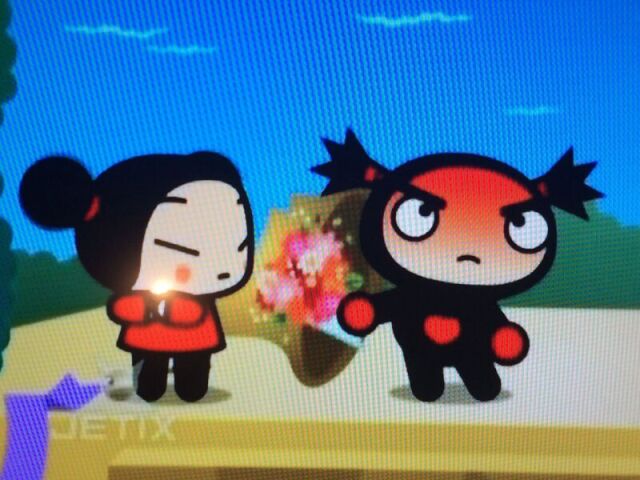 nesse episodio o Garu da flores para a Pucca