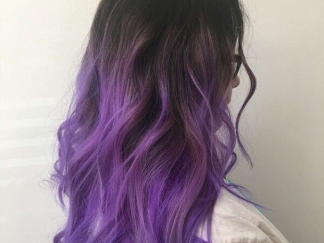 Cabelo castanho e roxo💜