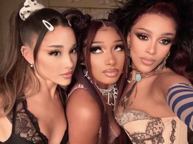 ariana grande, meghan thee stallion and doja cat