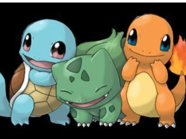 Charmander, squirtle e bulbasauro