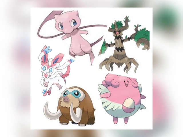 Mew, Sylveon, Blissey, Mamoswine e Trevenant