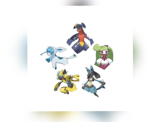 Glaceon, Zeraora, Lucario, Tsareena e Garchomp