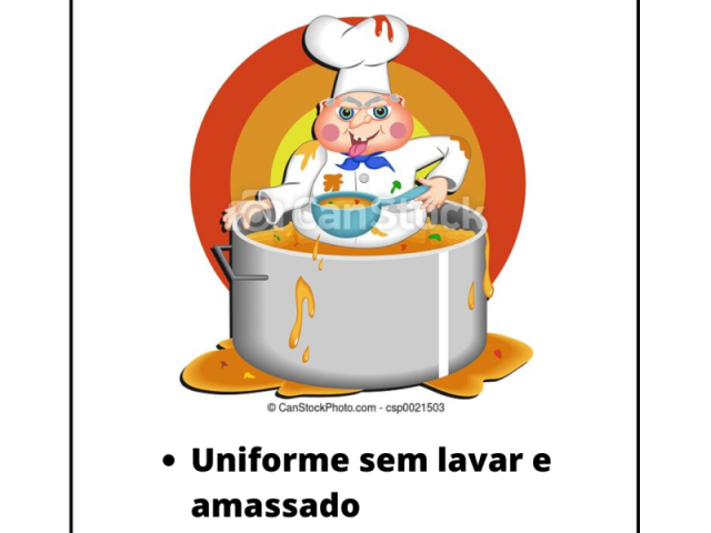 Uniforme amassado, sujo e fedido.