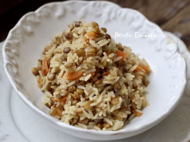 Arroz, lentilha e cenoura