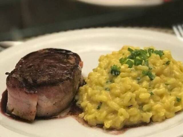 Risoto com filé mignon