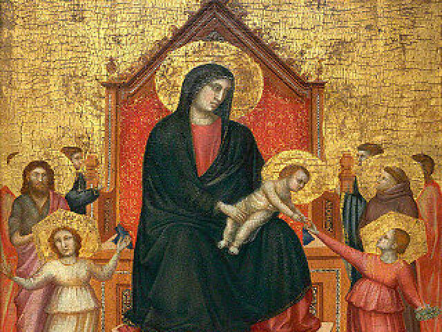 Madonna entronizada com santos e virtudes, de Giotto di Bondone