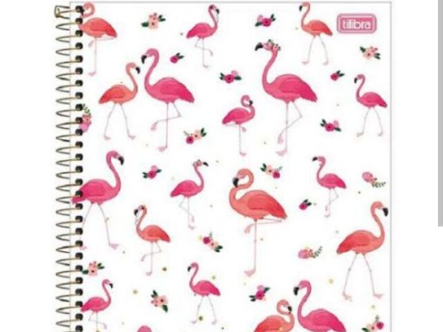 Caderno de flamingos branco com rosa