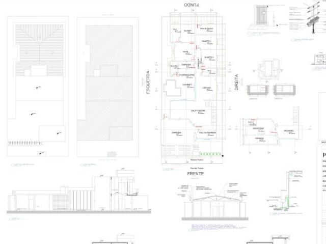 Planta baixa, cortes e detalhes de construção