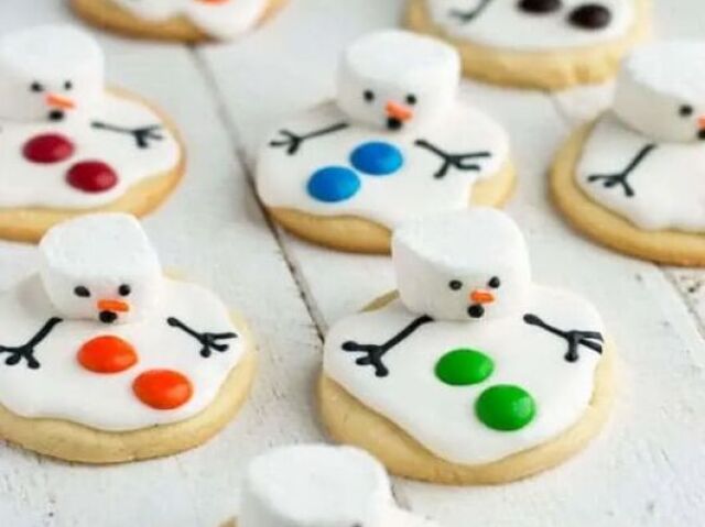 Cookies De Bonecos De Neve.