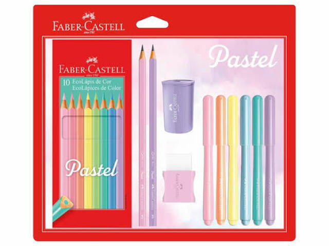 Kit de itens em tons pastel