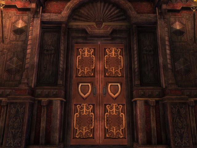 Uma porta aparentemente antiga.