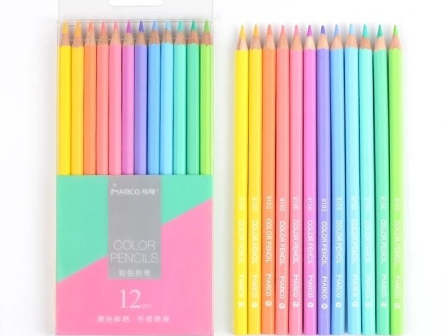 Lápis de cor da marco color pencil 12 cores pasteis