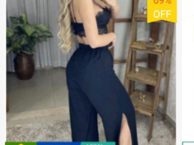 Calça elegante com um decote do lado