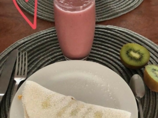 Tapioca é uma opção mas com suco de goiaba não tem igual(ignora o kiwi tá)