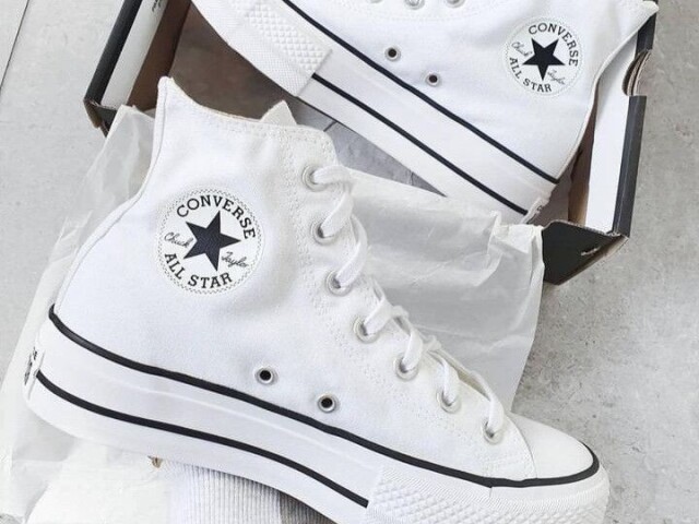 ALL STAR branco;cano alto; plataforma