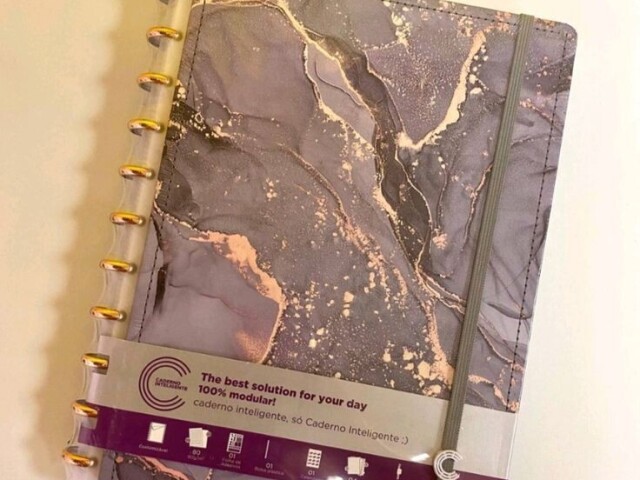 caderno inteligente lilás mármore