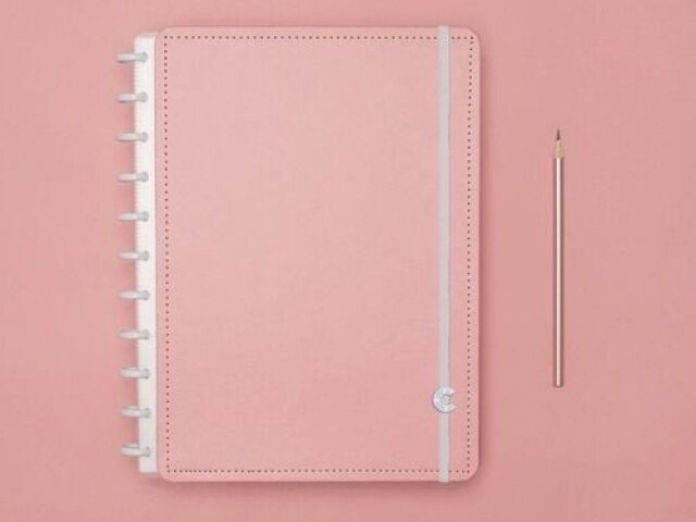 caderno inteligente rosa pastel