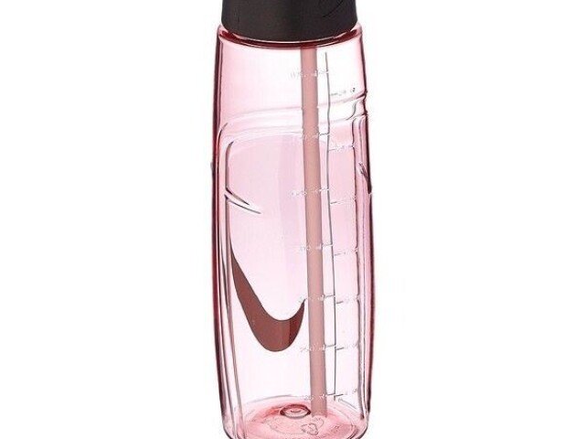 garrafa de água rosa transparente