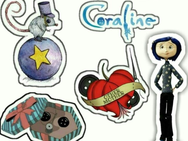 cartela de adesivos coraline