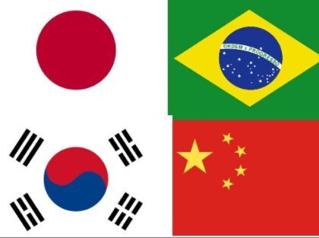 Japão, Brasil, Coréia do sul e china