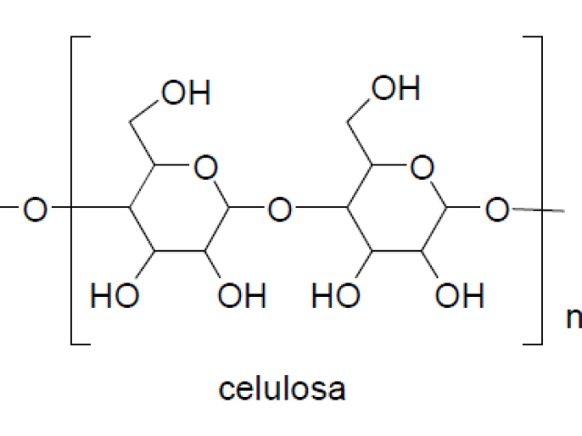 Seu principal constituinte é a celulose, um polímero, mais precisamente um polissacarídeo construído a partir de monômeros de β-D-Glucose. A D-Glucose (C6H12O6) é um sacarídeo contendo 5 grupos álcool (OH) e um grupo aldeído (COH) no carbono 1.