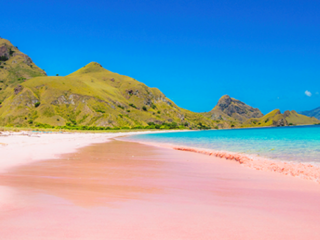 Visitar a praia de areia cor de rosa