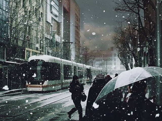 Cidade nevando