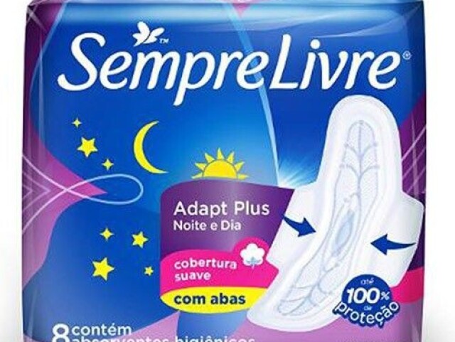 Absorvente SempreLivre noturno e diurno.