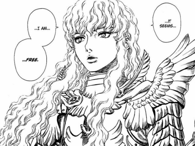 Pois Griffith tem um desejo mórbido, ter seu próprio reino mesmo se for para sacrificar todos aqueles que ficaram do seu lado, sendo assim mesmo guts e os falcoes branco o ajudando na fuga depois de uma tortura imensa e agoniante, perdendo as esperanças ele usa o behellit assim sacrificando a todos, e para complementar ainda ganha forças capaz de ser um novo "Deus" fazendo com que Guts veja por tudo que ele passou diante dos olhos do griffith e o torturando psicologicamente aos olhar da pessoa que Guts gostava...