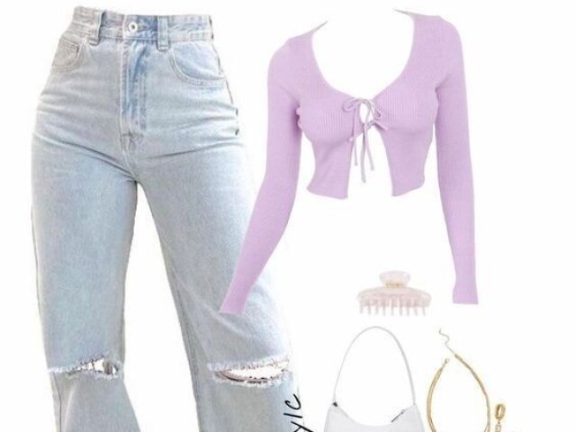 Esse cropped roxo com calça jeans lindos