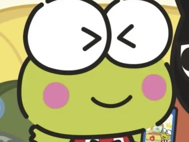 O Keroppi é um sapo muito legal e as vezes um pouco medroso, ele é o melhor amg do Badtz-maru e de um caracol chamado denden, a namorada dele é a Kerollen, ele