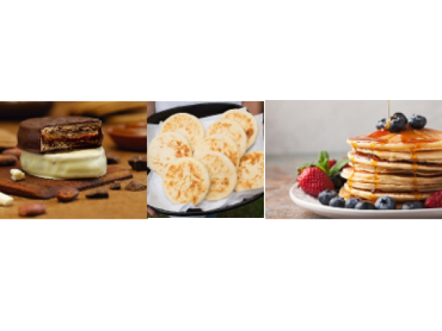 Alfajor, Pancakes and Arepas