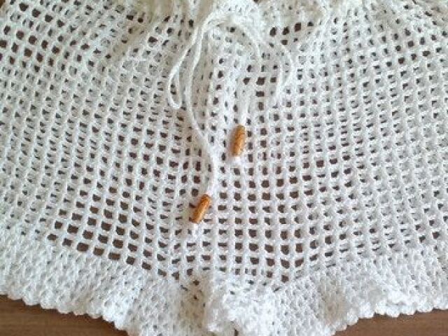 Short de crochê.