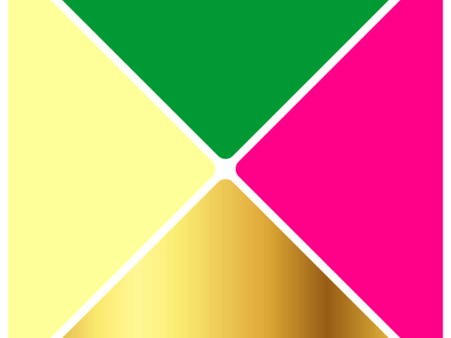 Verde escuro,
Amarelo claro,
Rosa,
Dourado