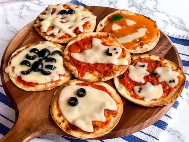 Mini pizza de halloween