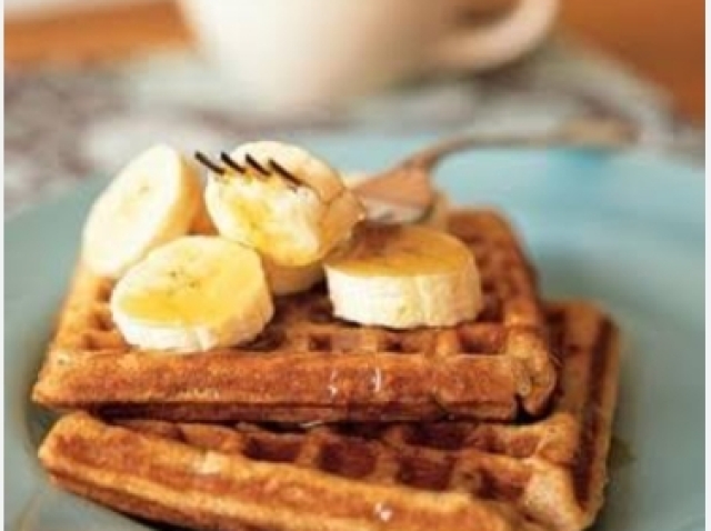 Waffles com banana