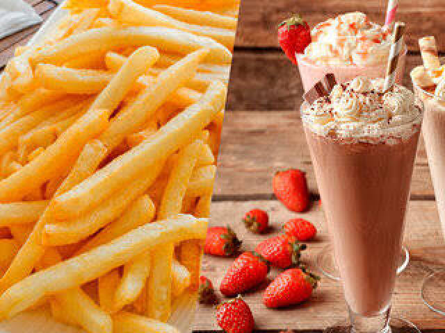 Batata frita, milk shake