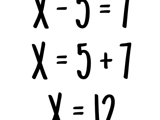 X - 5= 7
X = 5 +7
X = 12