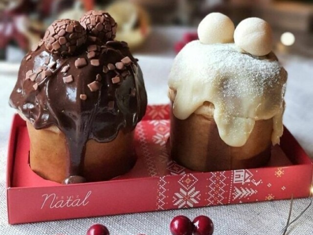 Chocotone recheado com brigadeiro