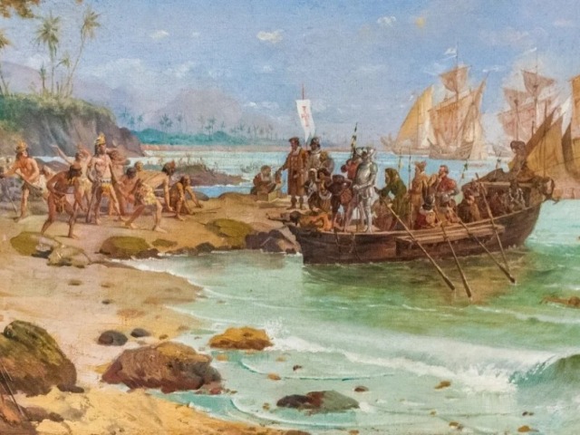 chegada dos primeiros navios de portugueses à costa brasileira em 1500, devido em seus antigos navios serem usados pólvora e carvão, além do trabalho escravo introduzido aos índios.