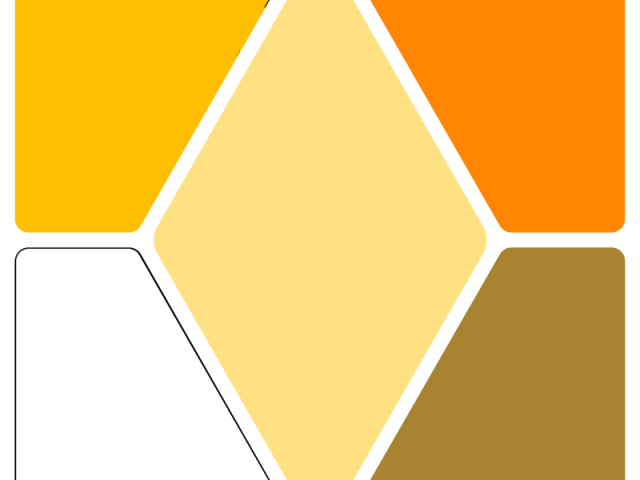 Amarelo claro, amarelo, branco, laranja, dourado