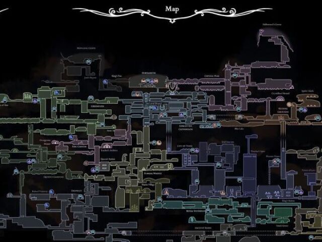 Mapa do Hollow Knight que delicia tudo bem feito mds que tesão